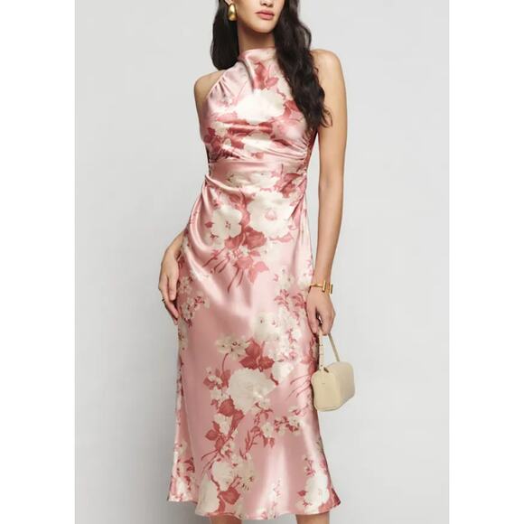 Reformation Women's Casette Silk Dress Bellini Size 10 NWT - Picture 1 of 11